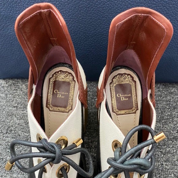 Dior Tricolour Patent Leather & Canvas Lace - Picture 4 of 7